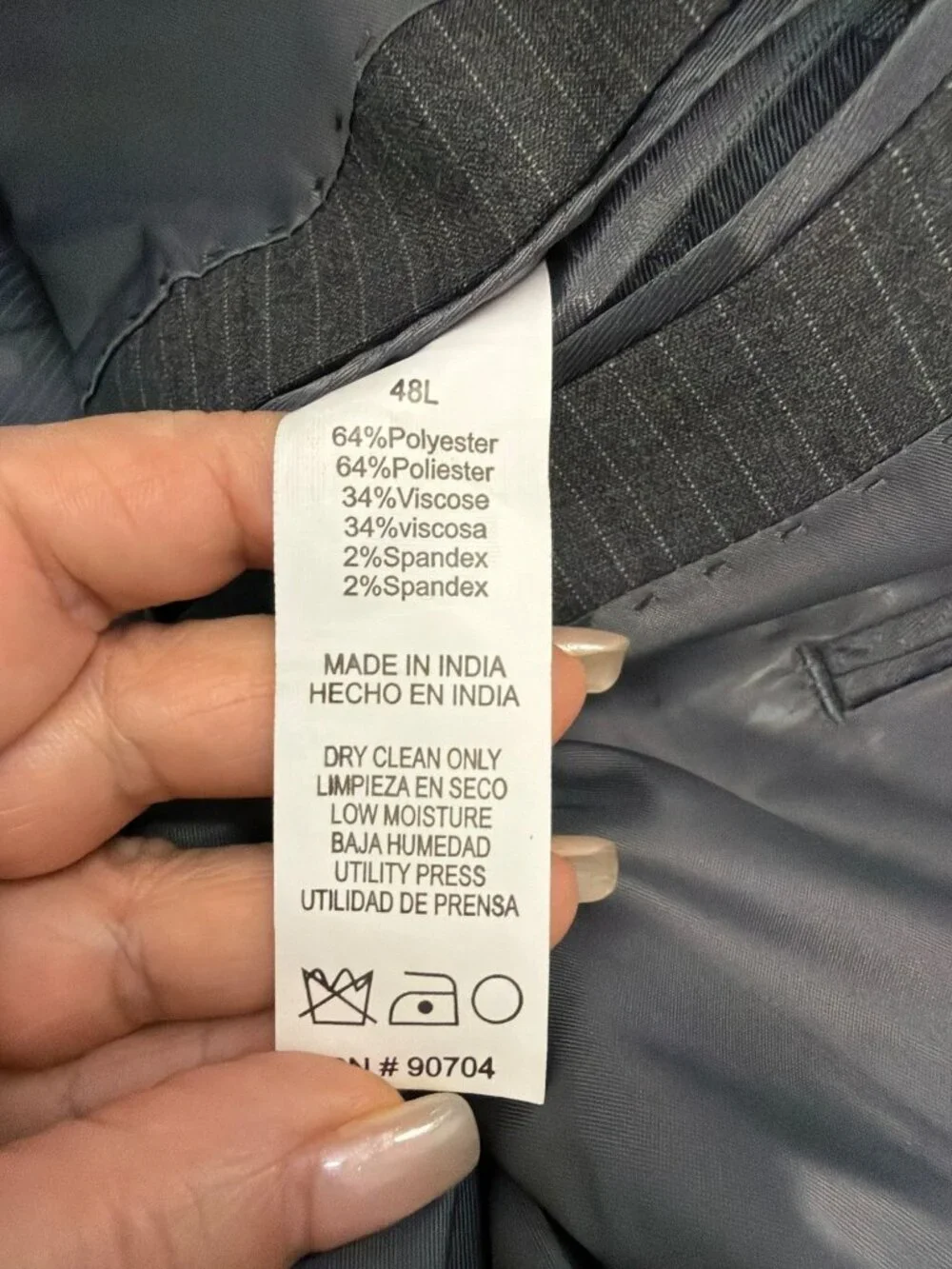 Perry Ellis Portfolio Slim Fit Grey Stripe Suit Jacket Size 48L Comfort Stretch